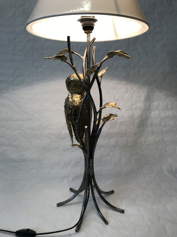 Lampe Chouette brune - gros plan de chouette brune - 33 cm de haut - Ø16 cm  - Lampe
